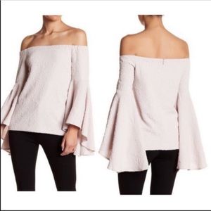 Blush Pink Off-the-shoulder Bell Sleeve Blouse Top
